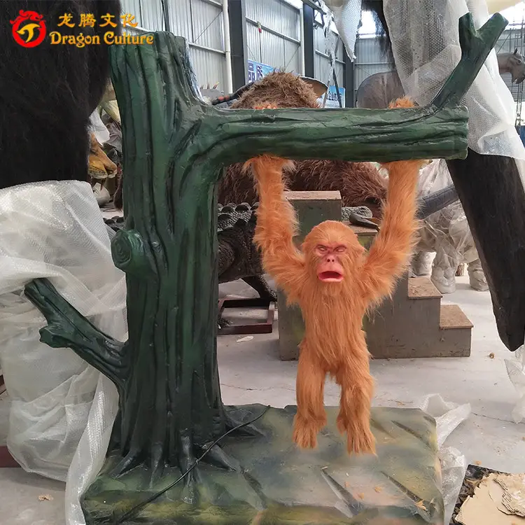 Großhandel lebendig animatronic lebensgroße Affe spielt auf einer Schaukel Verkauf