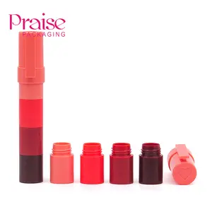 Custom nieuw item goedkope prijs plastic cosmetische verpakkingen lege Mini 4 kleur sectie gradiënt sample lippenstift buis container