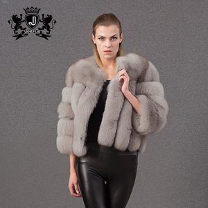 Giacca di <span class=keywords><strong>pelliccia</strong></span> invernale da donna corta personalizzata di lusso <span class=keywords><strong>marrone</strong></span> chiaro <span class=keywords><strong>pelliccia</strong></span> di volpe per le signore - Product Image 6