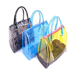 Moda Feminina Bolsa Limpar Bolsa Embreagem Plástico Praia PVC Tote Bag