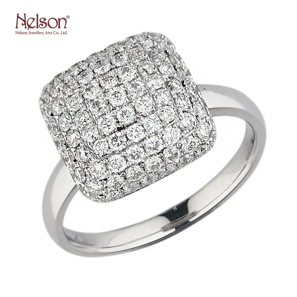 Zero risk Factory Genuine Diamond Wedding 18K White Yellow Rose Gold Diamond Cluster Ring 97pcs diamonds 1.21ct total For Wife