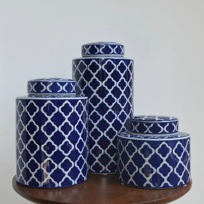 Home Decoraties Keramisch Porseleinen Gember Pot Honing Potjes Room Pot Blauwe En Witte Keuken Opslag Klassiek Feest Set Traditionele