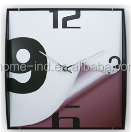 Regalos promocionales filp sobre en forma de pared de vidrio cerradura decorativo reloj de pared - Product Image 1
