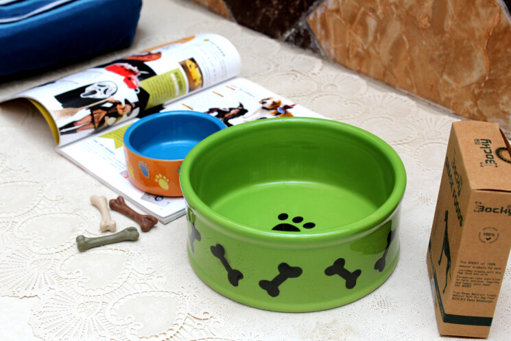 Haonai 8 inch big stoneware dog bowl dog fish dog feeder