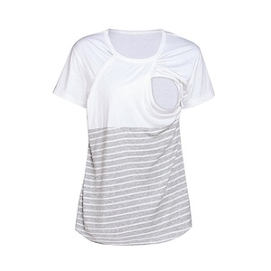 KY col rond <span class=keywords><strong>allaitement</strong></span> couverture d'<span class=keywords><strong>allaitement</strong></span> élégant rayé à manches courtes <span class=keywords><strong>allaitement</strong></span> t-shirt porter - Product Image 2