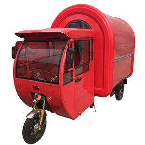 Extérieur rue fibre de verre moto mobile nourriture vélo 3 roues café chariot bretzel restaurant petites remorques électriques de restauration - Product Image 3