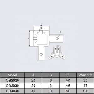 지엔 표준 삼차원 삼각 브래킷 모델 3030 알루미늄 프로파일 연결용 아연 합금 및 철 소재 - Product Image 5