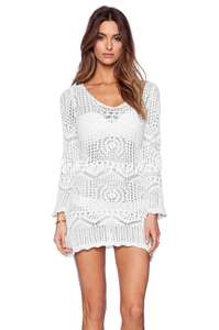 <span class=keywords><strong>Abito</strong></span> <span class=keywords><strong>Lungo</strong></span> a <span class=keywords><strong>Maglia</strong></span> Traforato da Spiaggia con Maniche Lunghe, Vestito Smock <span class=keywords><strong>in</strong></span> Pizzo all'Uncinetto per Donna - Product Image 2