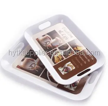 Eco-friendly高品質Custom Printed Rectangle Coffee Tea Melamine Roll Tray