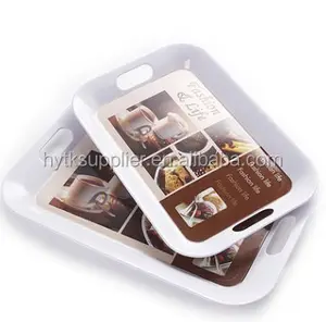 Eco-friendly high quality Custom Printed Rectangle Coffee Tea Melamine Roll Tray