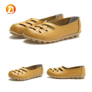 Summer Shallow Neck Anti slip Breathable Leather Flat <strong>Nurse</strong> <strong>Shoes</strong> - Product Image 2