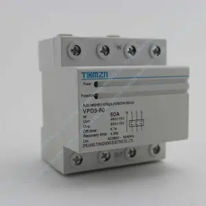 60A 380V~ 3 Phase 4 Wire Din Rail Automatic Recovery Reconnect Over Voltage And Under Voltage Protective Protection Relay