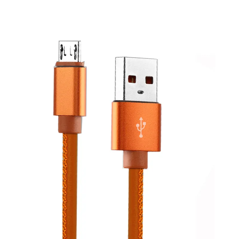 APPACS China made 2m 6.6ft Original Leather micro usb data cable for Android 2.4A fast charging cable for huawei for xiaomi