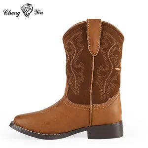 Botas de inverno para crianças, botas de borracha com pigskin, botas de cowboy para crianças