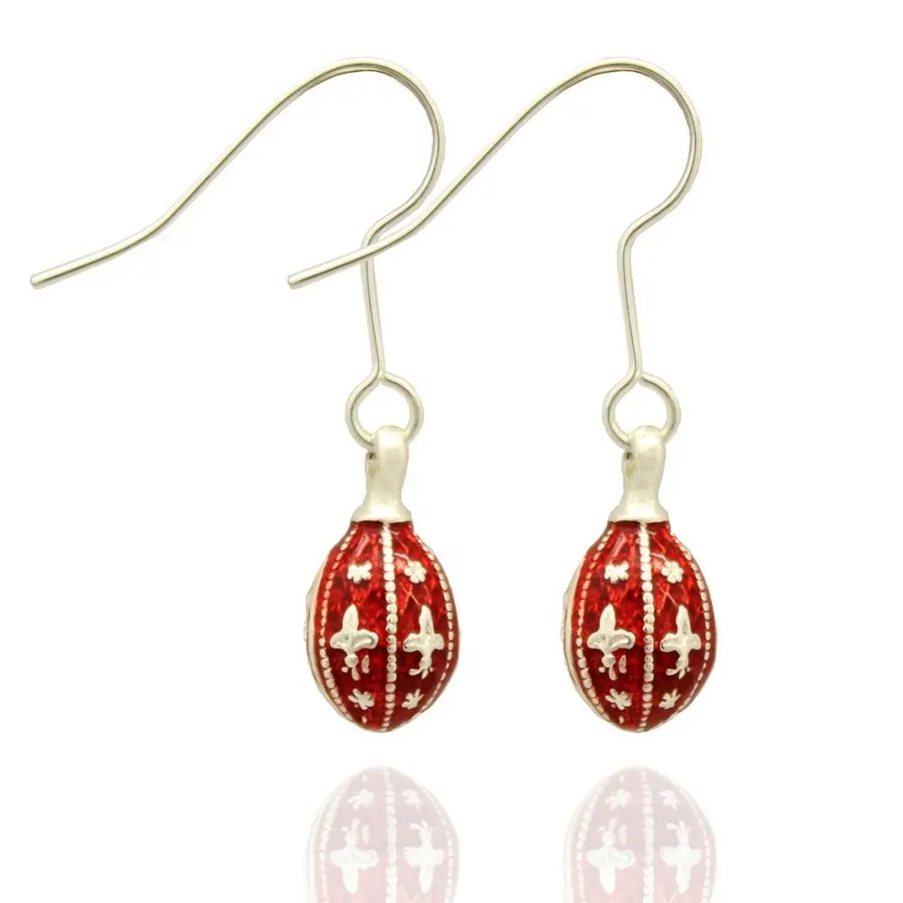 Boucles D'oreilles Pendantes Russes émaillées – Vert Et Argent – Cadeau Femme