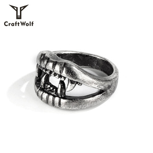 Craft Wolf Vampire Men Acero inoxidable antiguo plateado estilo chino calavera anillo <span class=keywords><strong>de</strong></span> racimo para la fabricación <span class=keywords><strong>de</strong></span> joyas DIY - Product Image 3