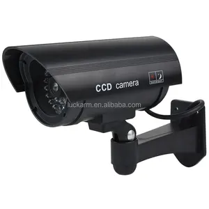 Cámara de seguridad CCTV para exteriores, luz LED roja falsa, negra, 11A