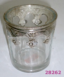 Métal décoratif fini argenté et votive en verre pour photophore à la maison - Product Image 1