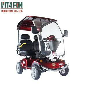 Scooter de Movilidad Eléctrico Antideslizante y Resistente al Desgaste de Doble Asiento para Discapacitados, 2 Plazas, 4 Ruedas y con Techo - Product Image 1