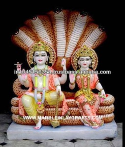 Statue de Laxmi Vishnu en marbre - Product Image 1