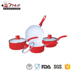 7 Cái Red Chất Lượng Cao Masterclass Cao Cấp <span class=keywords><strong>Cookware</strong></span> Nhôm Gốm Nồi Đồ Nấu Nướng Bộ - Product Image 5
