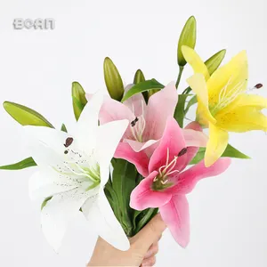 Low Price Glued Pvc Artificial Lilies With 1 Head For Gifts Or Decoration