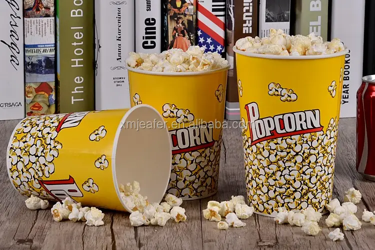 Ember Popcorn Dicetak Sekali Pakai, Cangkir Popcorn Kertas 24/32/46/64/85/130/170Oz