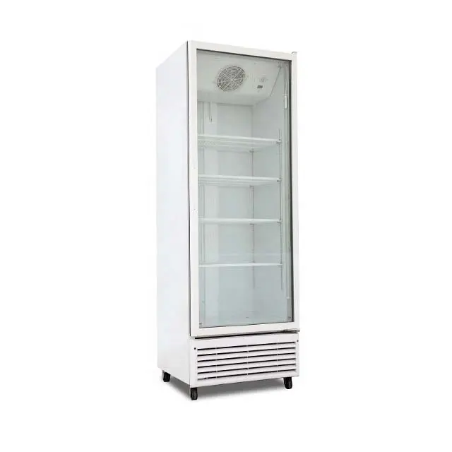 commercial upright single glass door beverage energy drink display refrigerator