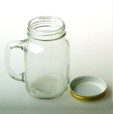 16OZ/480ML Glass Mason Jar with Embossed Logo, Cocktail Glass Beer Glass Mug