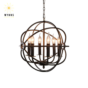 Sıcak satış amerikan endüstriyel tarzı ferforje küre avize LED kolye ışık ev çubuğu tavan kurulum ampul kaynaklı - Product Image 4