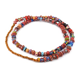 Collar de Cuentas Redondas de Vidrio <span class=keywords><strong>Chevron</strong></span> Nepalí Vintage GP0901, Suministros para la Fabricación de Joyería Boho - Product Image 1