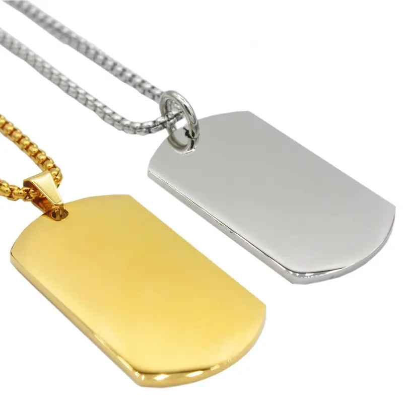 DT001 Europe and America necklace men's pendant titanium steel brand stainless steel dog card blank can be customized