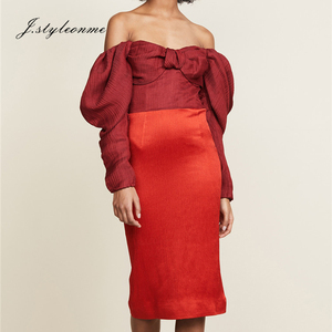 Personnalisé dames dos nu arc sans bretelles de douille de souffle rouge <span class=keywords><strong>mi</strong></span>-longueur <span class=keywords><strong>robe</strong></span> droite - Product Image 5
