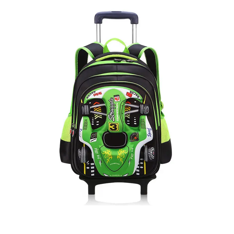 Yeni 3D kabartmalı oto tasarım 6 tekerlekli haddeleme sırt çantası erkek kız arabası okul çantaları çantası tekerlekli sırt çantası Mochila çocuklar için