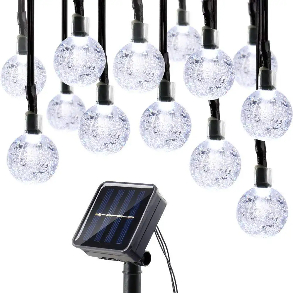 33 Feet 60 Crystal Balls Waterproof Solar Globe LED Fairy String Lights for Home  Garden  Yard Party Wedding