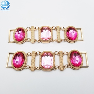 Conector de Bikini de diamantes de imitación con cadena de cristal Rosa ovalada barata de fábrica <span class=keywords><strong>para</strong></span> <span class=keywords><strong>accesorios</strong></span> de traje de baño - Product Image 4
