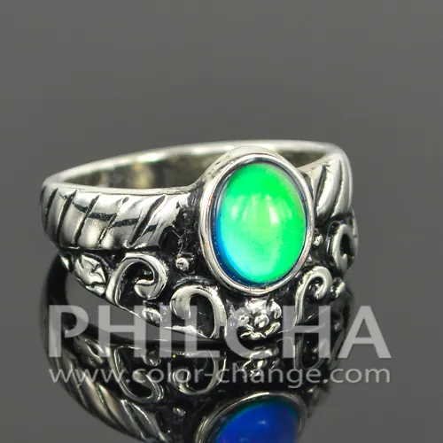 Zarif çok renkli değiştirme taş ruh hali yüzüğü yenilik kostüm yüzük