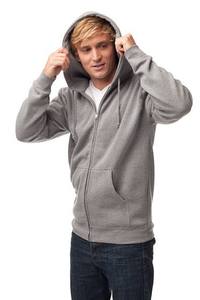 ซื้อขายอิสระผู้ชายซิปเสื้อสวมหัว-ทำจาก10ออนซ์ผ้าฝ้าย80% และ20% โพลีเอสเตอร์ผสมขนแกะ - Product Image 4