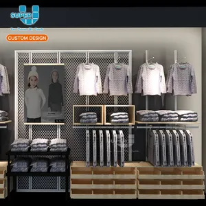 Custom Sportswear Fashion Retail Store Wall Mounted Slat Wall Display Cabinet Design with Hook