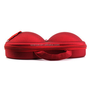 Portable EVA Rosace soutien-gorge valise avec fermeture à glissière personnalisable couleur rouge sac de rangement pour dames sous-vêtements vêtements soutien-gorge ensemble - Product Image 5