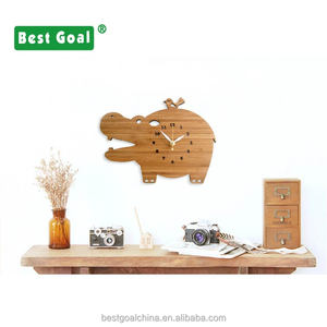 Horloge <span class=keywords><strong>murale</strong></span> en bois en forme d'hippopotame, horloge amusante pour animaux - Product Image 2