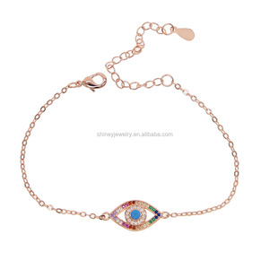 Promozione design classico gioielli di moda rame ottone a buon mercato all'ingrosso turco malocchio oro rosa multicolore braccialetto malocchio - Product Image 4