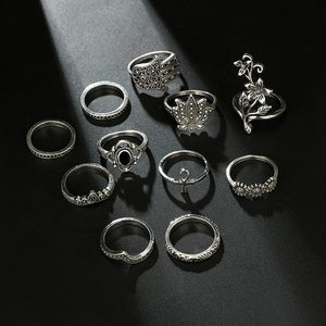Mode strass pierre argent doigt couronne anneaux boho <span class=keywords><strong>vintage</strong></span> knuckle ring set - Product Image 5