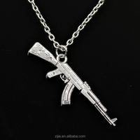 Collier pendentif AK-47 en argent plaqué fait main, modèle 2017, très populaire à Yiwu, collier ras-du-cou personnalisé en métal tendance