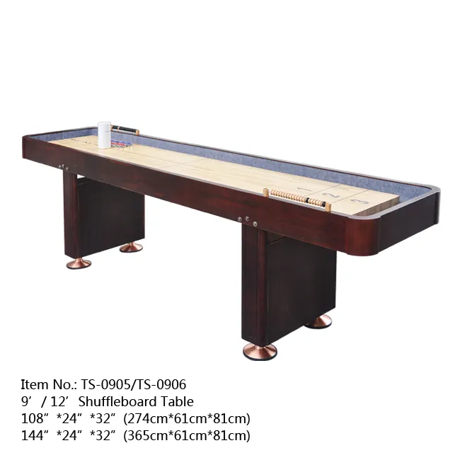 9inches shuffle board table with Wooden abacus bead scorer and 8PCS Pucks in stock TS-0905S