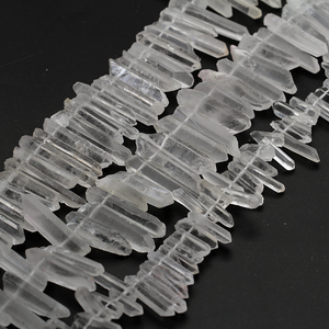 <span class=keywords><strong>Top</strong></span> Percé Naturel Brut Blanc Clair Cristal Points Perles Pendentif En Pierre de Quartz Perles - Product Image 5