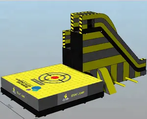 充气特技跳跃自由人双跳平台 (黄色/黑色) 与空气袋