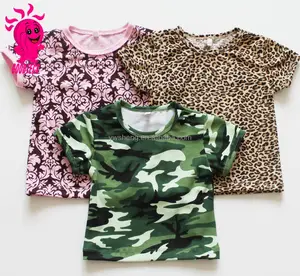 2017 mode personnalisé imprimé coton enfants en gros 100% coton manches courtes enfants camo léopard t-shirt