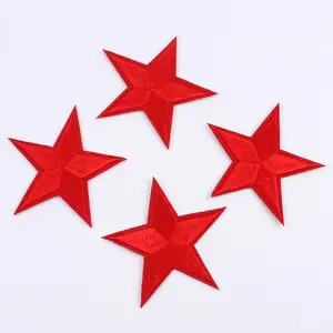 Stiker Bintang Di Sew On Sew 4.5Cm Bordir Tempel Stiker Jeans Punk Celana Mantel Sepatu Applique Tambalan Bintang Merah
