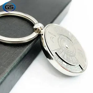 OEM logo custom metal 50 years perpetual Calendar Keychain